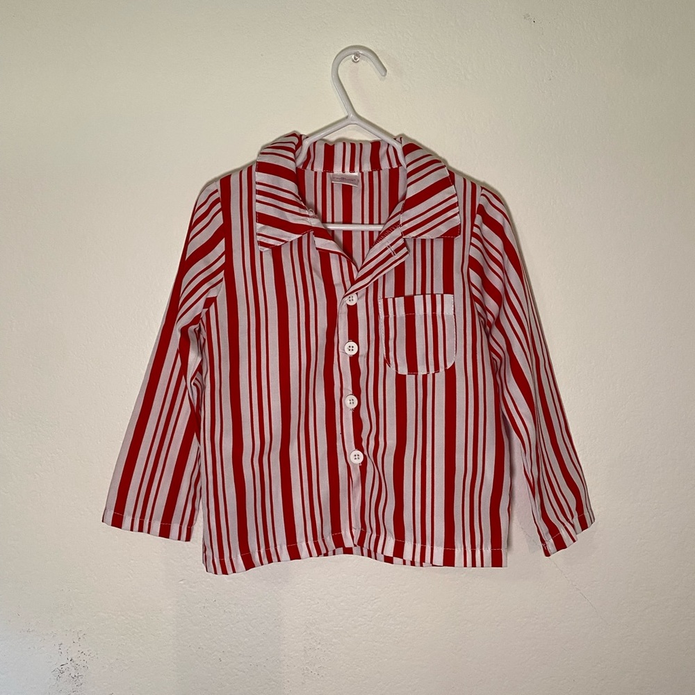 Vintage Cre8ions Candycane Striped Long Sleeve Button Down | 2/3T